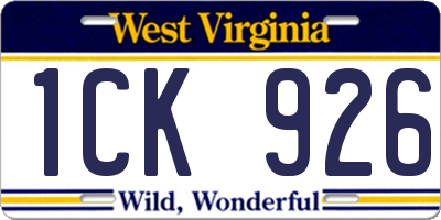 WV license plate 1CK926