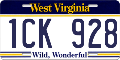 WV license plate 1CK928
