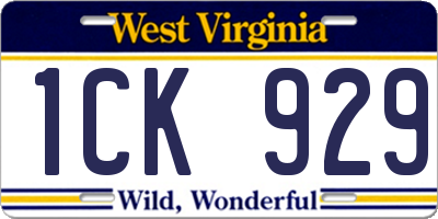 WV license plate 1CK929