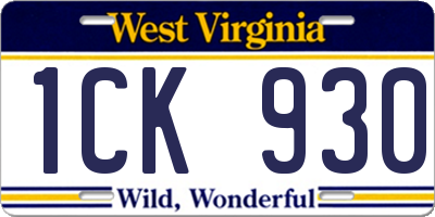 WV license plate 1CK930