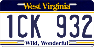 WV license plate 1CK932