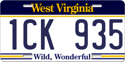 WV license plate 1CK935