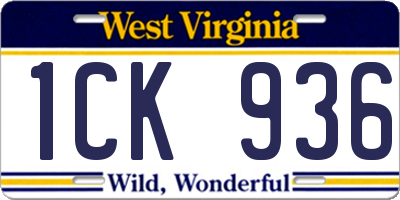 WV license plate 1CK936
