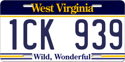 WV license plate 1CK939