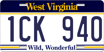 WV license plate 1CK940