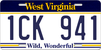 WV license plate 1CK941