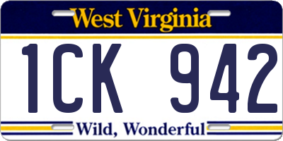 WV license plate 1CK942