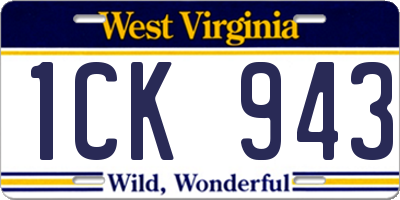 WV license plate 1CK943