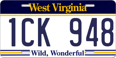 WV license plate 1CK948