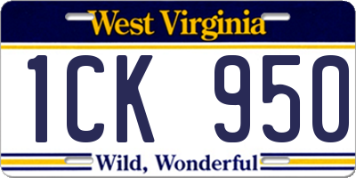 WV license plate 1CK950