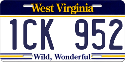 WV license plate 1CK952