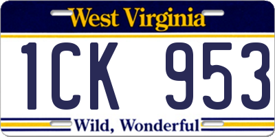 WV license plate 1CK953