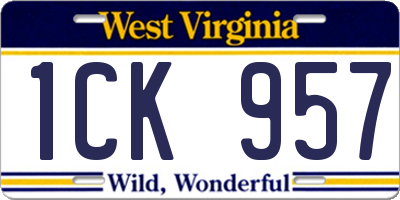 WV license plate 1CK957