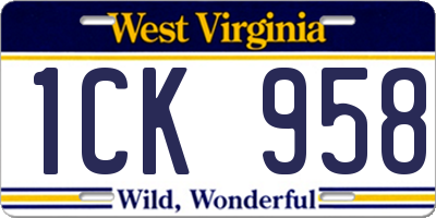 WV license plate 1CK958