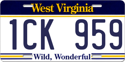 WV license plate 1CK959