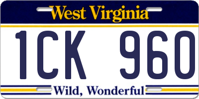 WV license plate 1CK960