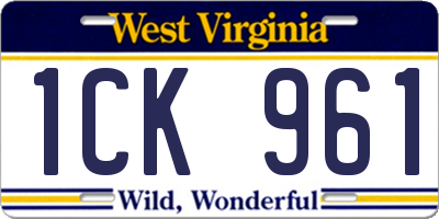 WV license plate 1CK961