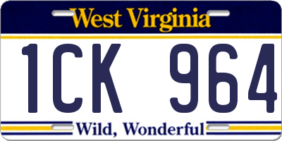 WV license plate 1CK964