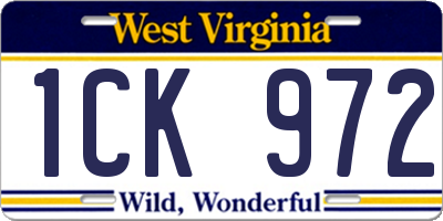 WV license plate 1CK972