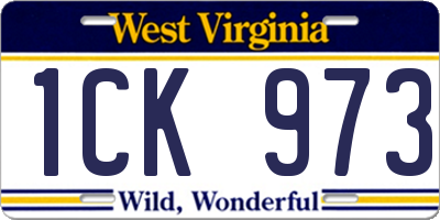 WV license plate 1CK973