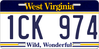 WV license plate 1CK974