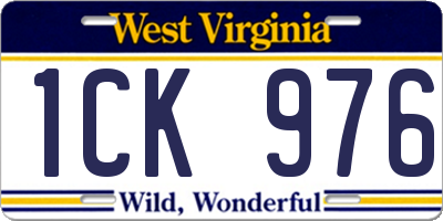 WV license plate 1CK976
