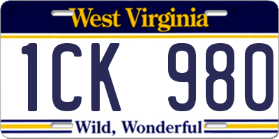 WV license plate 1CK980