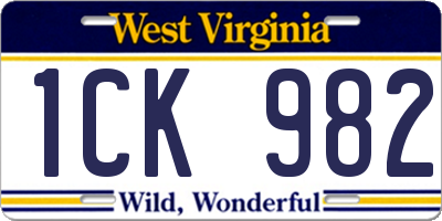 WV license plate 1CK982