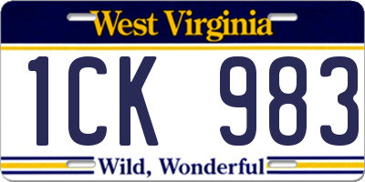 WV license plate 1CK983