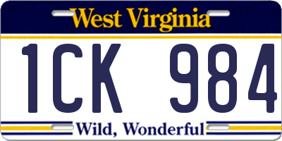 WV license plate 1CK984