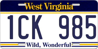 WV license plate 1CK985