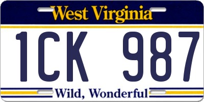 WV license plate 1CK987