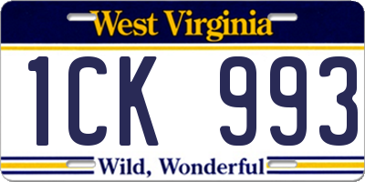 WV license plate 1CK993