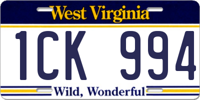 WV license plate 1CK994