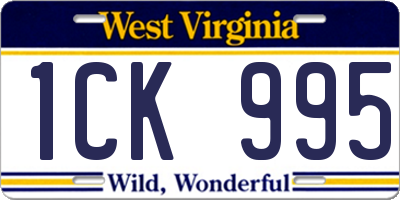 WV license plate 1CK995