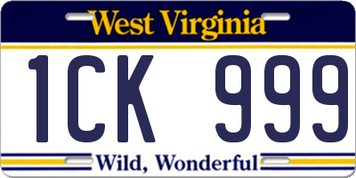 WV license plate 1CK999