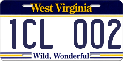 WV license plate 1CL002