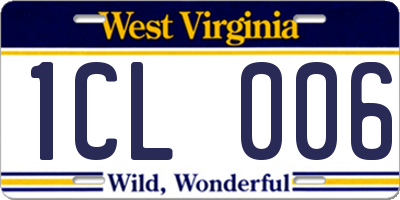WV license plate 1CL006