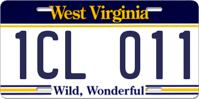WV license plate 1CL011