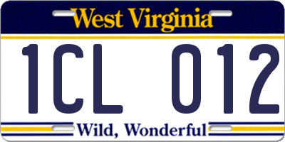 WV license plate 1CL012
