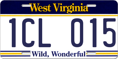 WV license plate 1CL015