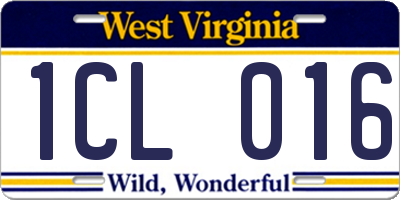 WV license plate 1CL016
