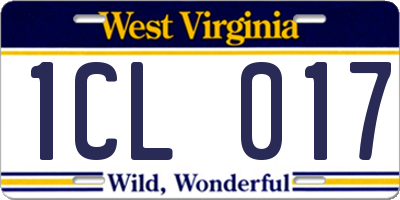 WV license plate 1CL017