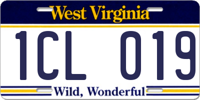 WV license plate 1CL019