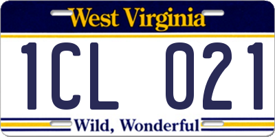 WV license plate 1CL021
