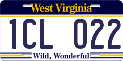 WV license plate 1CL022