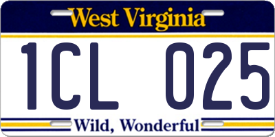 WV license plate 1CL025