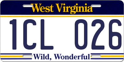 WV license plate 1CL026