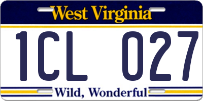 WV license plate 1CL027