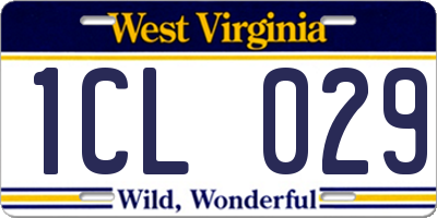 WV license plate 1CL029